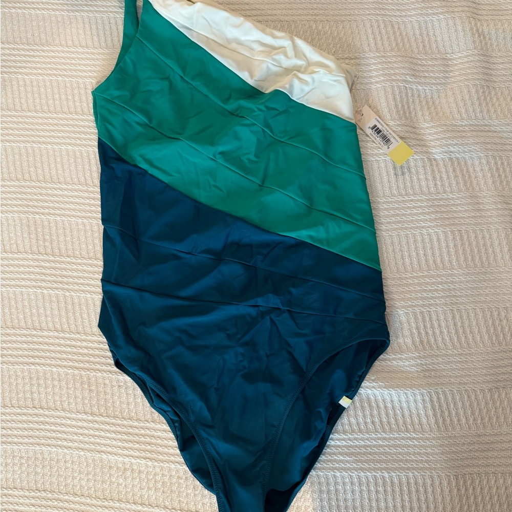 NWT Summersalt Sidestroke 12LT One Piece Swimsuit Seaglass